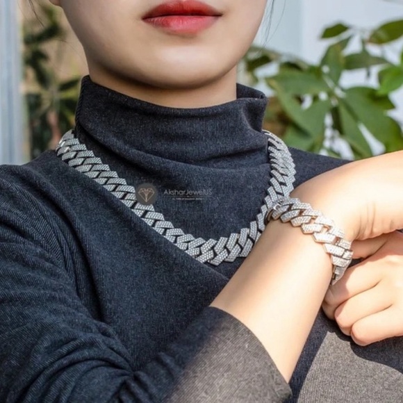 CERNUCCI • 14mm White Gold Baguette Cuban Necklace • Size 18" - Picture 2 of 9